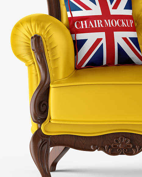 Vintage Armchair with Pillow Mockup PSD #1