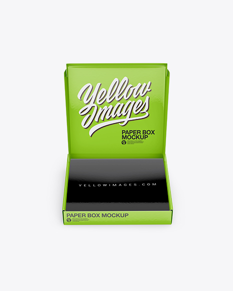 Opened Glossy Paper Box Mockup PSD #2