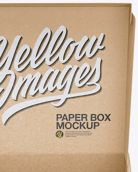 Download Opened Kraft Paper Box Psd Mockup Front View Yellowimages