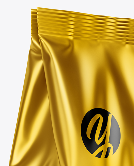 Matte Metallic Coffee Bag Mockup PSD #1