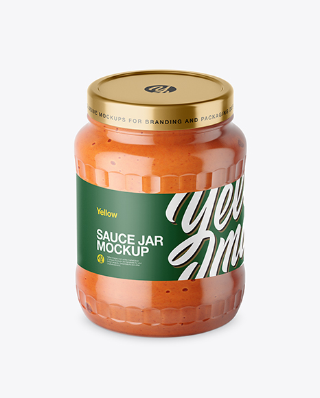700ml Clear Glass Sauce Jar Mockup PSD #2