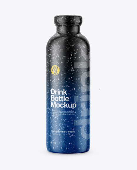 Download Bottle With Condensation In Shrink Sleeve Mockup In Bottle Mockups On Yellow Images Object Mockups PSD Mockup Templates