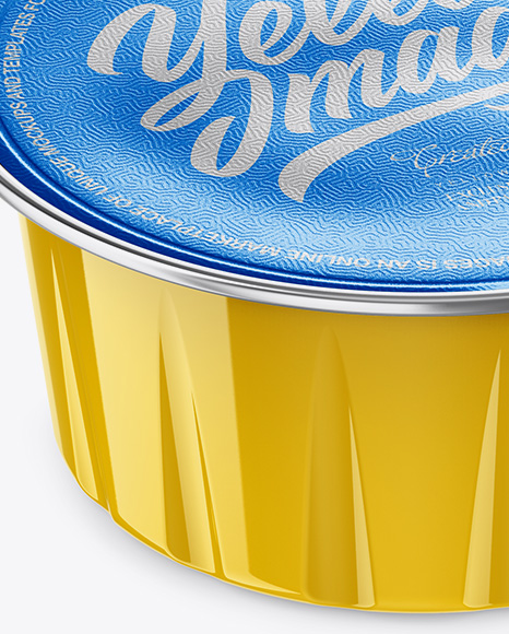 Glossy Cup with Foil Lid Mockup - High-Angle Shot in Cup & Bowl Mockups on Yellow Images Object ...