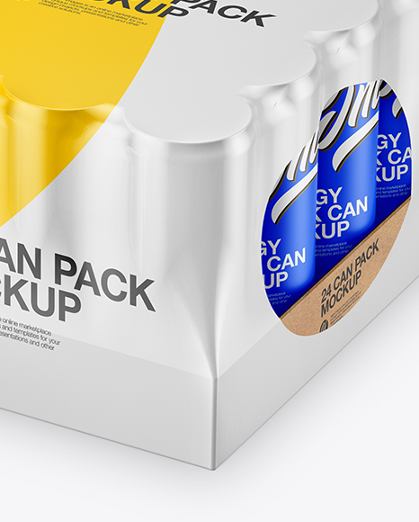 Download Glossy Pack With 24 Cans Psd Mockup Yellowimages