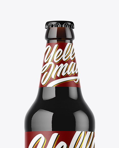 Dark Amber Beer Bottle Mockup PSD #2