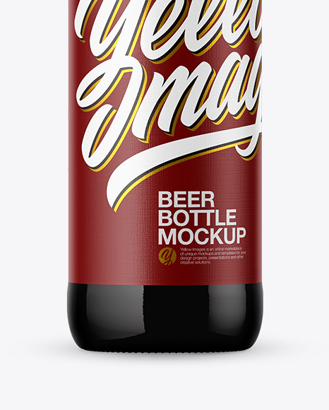 Dark Amber Beer Bottle Mockup PSD #1