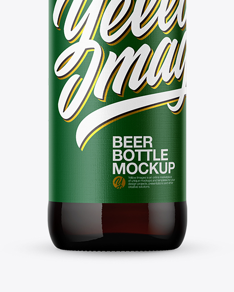 Dark Amber Beer Bottle Mockup PSD #1