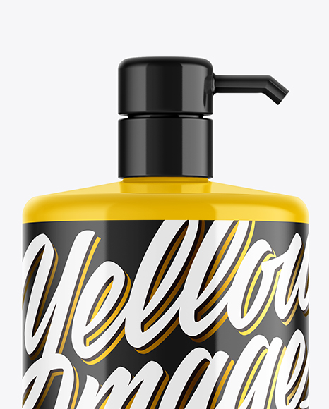 Glossy Plastic Bottle with Pump Mockup PSD #2