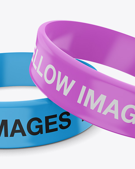 Thick Glossy Silicone Wristbands Mockup