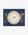 Download Plate & Cutlery Set Mockup - Top View in Object Mockups on Yellow Images Object Mockups