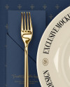 Download Plate & Cutlery Set Mockup - Top View in Object Mockups on Yellow Images Object Mockups