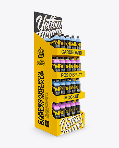 Download Display Box With Bottles Psd Mockup Yellow Images