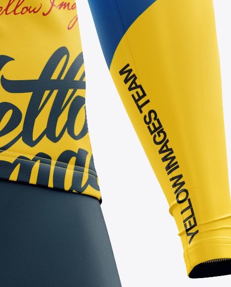 Men S Full Cycling Kit With Cooling Sleeves Mockup Hero Shot In Apparel Mockups On Yellow Images Object Mockups