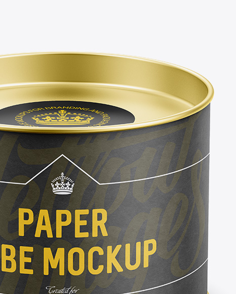 Download Small Paper Tube W A Flat Tin Lid High Angle View In Tube Mockups On Yellow Images Object Mockups PSD Mockup Templates