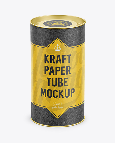 Medium Kraft Paper Tube w/ a Convex Lid and a Paper Label - High-Angle