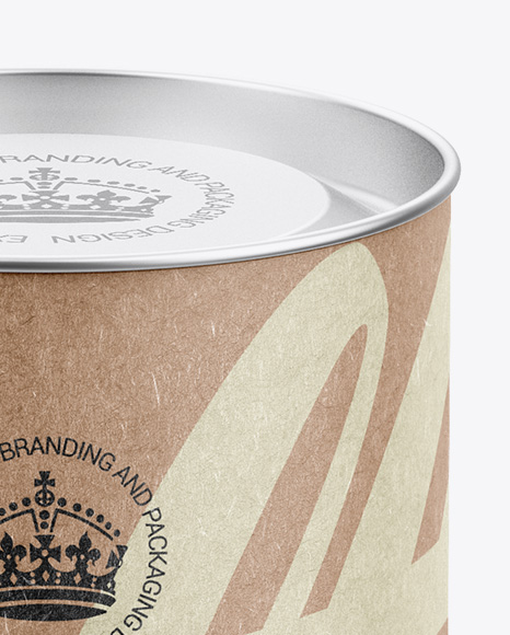 Long Kraft Paper Tube w  a Convex Lid and a Paper Label   High Angle View PSD #2