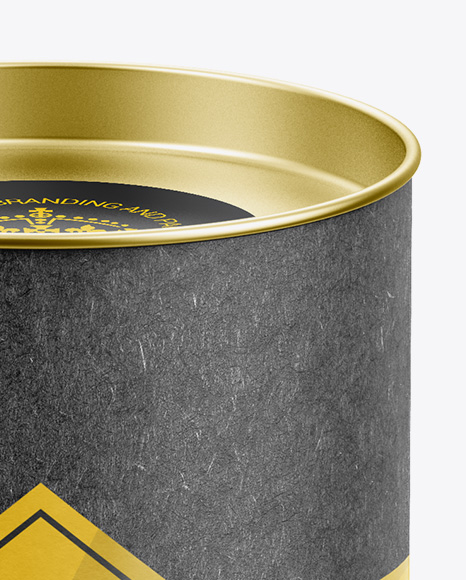 Long Kraft Paper Tube w  a Flat Lid and a Paper Label   High Angle View PSD #6