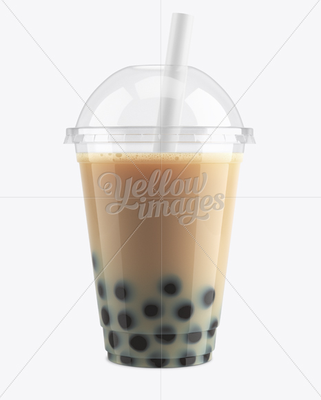 Download Chocolate Bubble Tea Cup Mockup - Front View in Cup & Bowl Mockups on Yellow Images Object Mockups