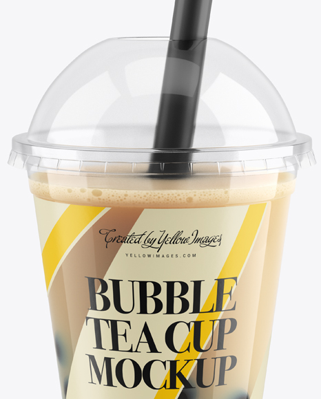 Download Chocolate Bubble Tea Cup Mockup - High-Angle view in Cup ...