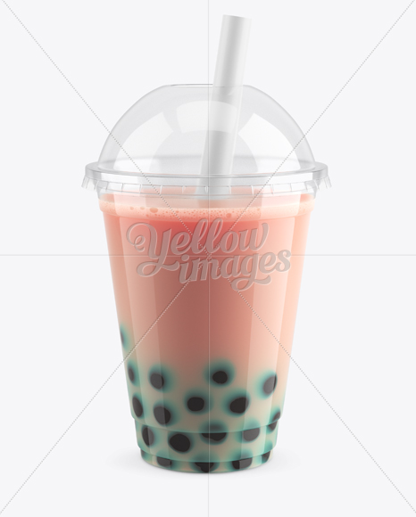 Download Banana Bubble Tea Cup Mockup High Angle View In Cup Bowl Mockups On Yellow Images Object Mockups