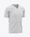 Men’s Soccer Y-Neck Jersey Mockup - Front Half-Side View - Football T