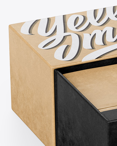 Opened Kraft Box Mockup PSD #2