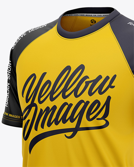 Download Men S Raglan Short Sleeve T Shirt Mockup Front Half Side View In Apparel Mockups On Yellow Images Object Mockups