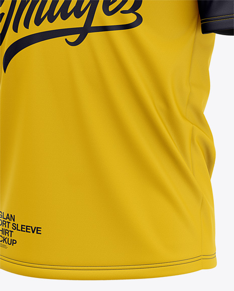 Men S Raglan Short Sleeve T Shirt Mockup Front Half Side View In Apparel Mockups On Yellow Images Object Mockups