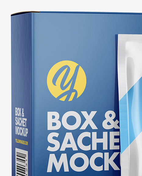 Download Glossy Sachet With Box Mockup Half Side View In Sachet Mockups On Yellow Images Object Mockups PSD Mockup Templates