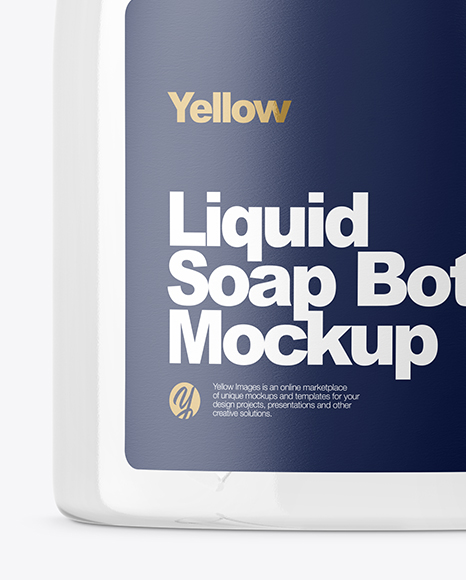 Clear Liquid Soap Bottle Mockup on Yellow Images Object Mockups