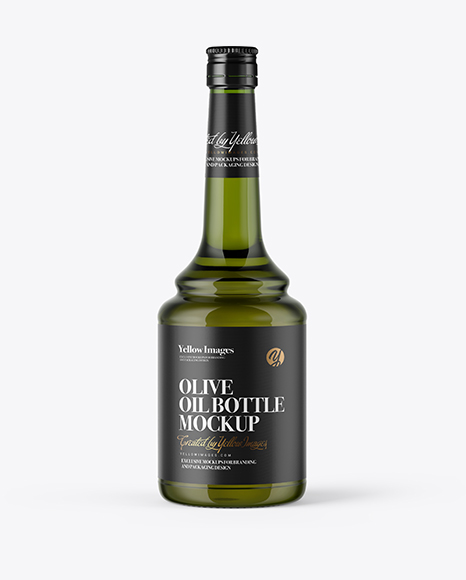 600ml Green Glass Olive Oil Bottle Mockup