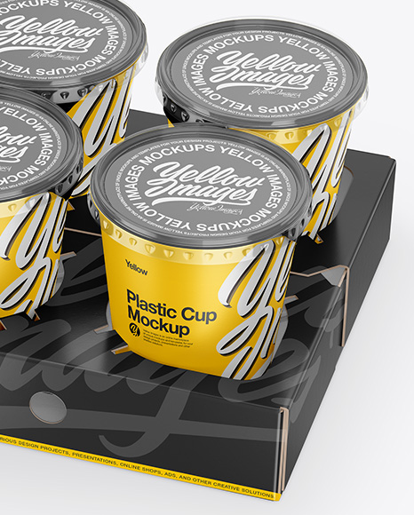 Download 6 Plastic Cups W Transparent Lid Pack Mockup In Cup Bowl Mockups On Yellow Images Object Mockups PSD Mockup Templates