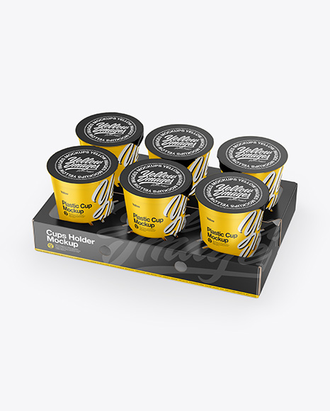 Download 6 Plastic Cups W Transparent Lid Pack Mockup In Cup Bowl Mockups On Yellow Images Object Mockups PSD Mockup Templates