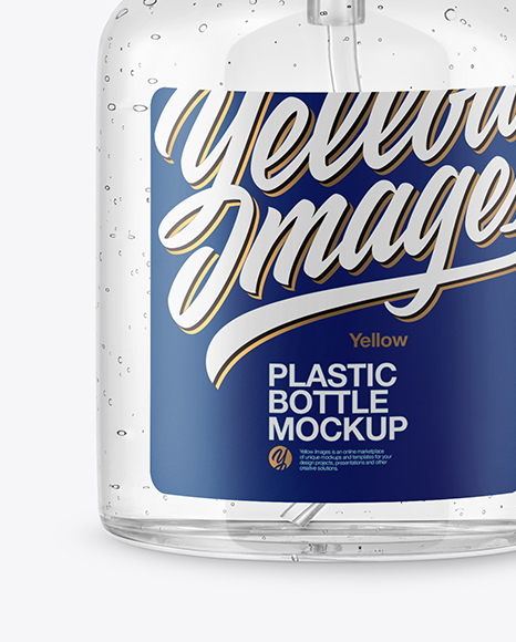 Clear Cosmetic Bottle with Pump Mockup PSD #1