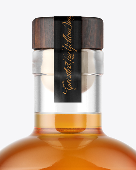 Whiskey Bottle with Wooden Cap Mockup