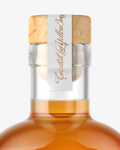 Whiskey Bottle with Wooden Cap Mockup