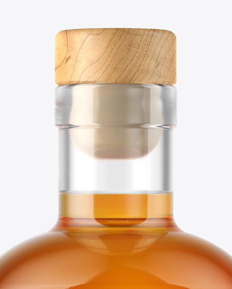 Whiskey Bottle with Wooden Cap Mockup