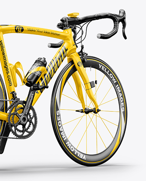 Road Bicycle Mockup Back Half Side View In Vehicle Mockups On Yellow Images Object Mockups