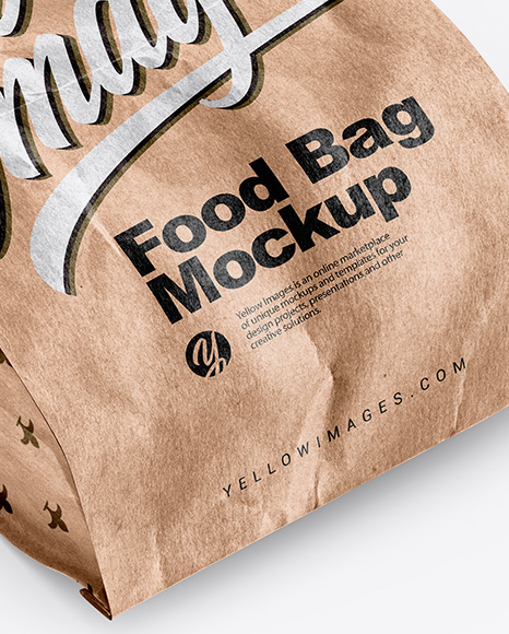 Kraft Paper Food Bag Mockup In Bag Sack Mockups On Yellow Images Object Mockups