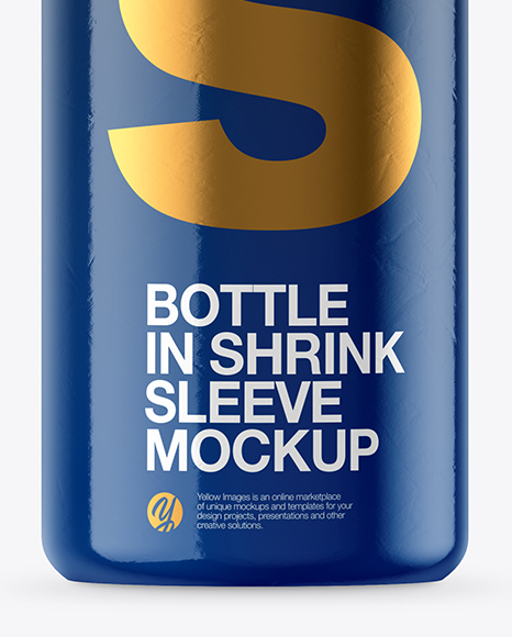 Bottle in Glossy Shrink Sleeve Mockup