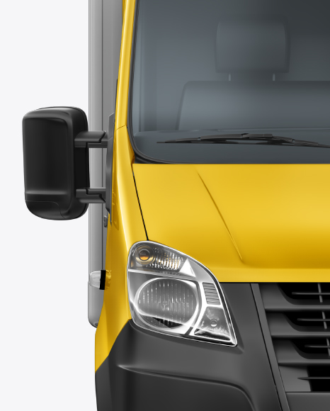 Download Box Truck Mockup Front View In Vehicle Mockups On Yellow Images Object Mockups PSD Mockup Templates