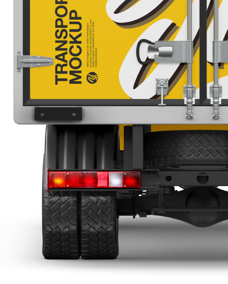 Download Box Truck Mockup Back View In Vehicle Mockups On Yellow Images Object Mockups