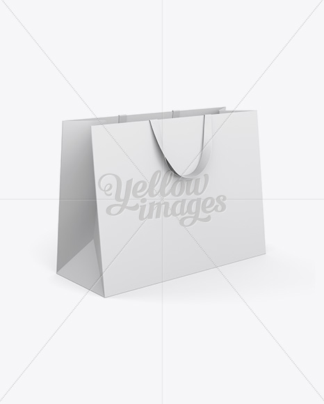 Download Paper Shopping Bag With Ribbon Handles Mockup Halfside View In Bag Sack Mockups On Yellow Images Object Mockups