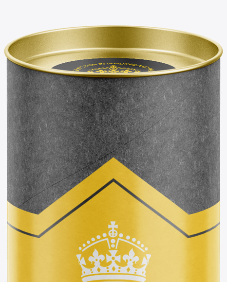 Extra Long Kraft Paper Tube w  a Flat Lid and a Paper Label   High Angle View PSD #6