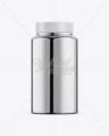 Nutritional Supplement Bottle With Chrome Finish Mockup - Eye-Level