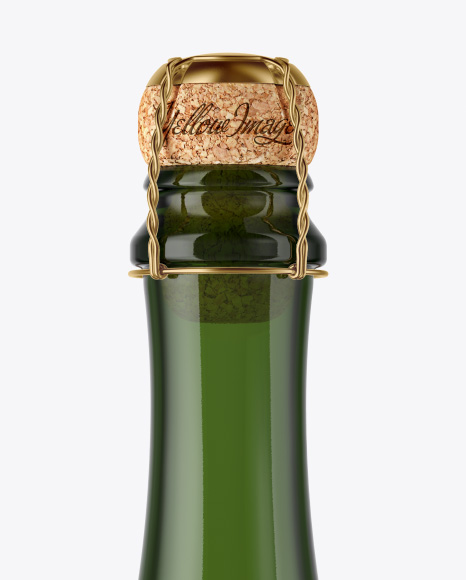 Download Green Glass Bottle With Foil Mockup In Bottle Mockups On Yellow Images Object Mockups