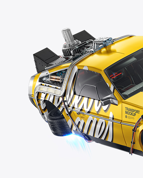 Download Flying Sport Car Mockup Half Side View In Vehicle Mockups On Yellow Images Object Mockups PSD Mockup Templates