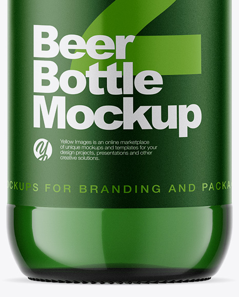 Green Glass Bottle With Lager Beer Mockup PSD #1