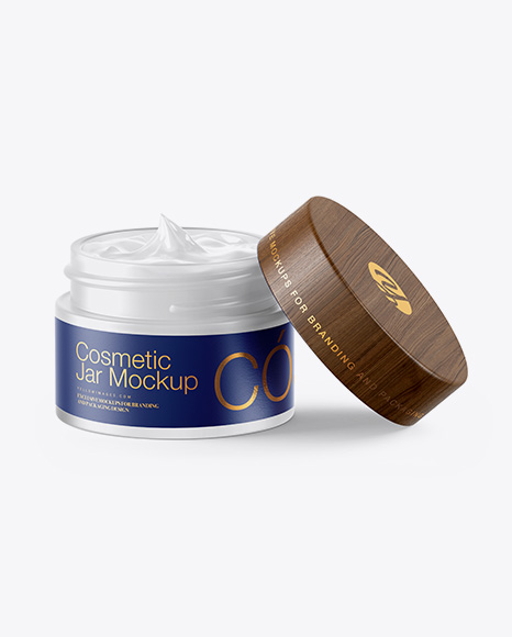 Opened Frosted Clear Glass Cosmetic Jar Mockup PSD #2