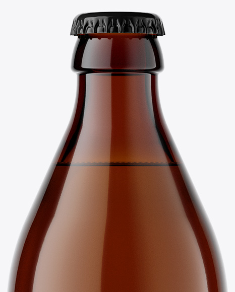 Amber Glass Bottle With Lager Beer Mockup PSD #2